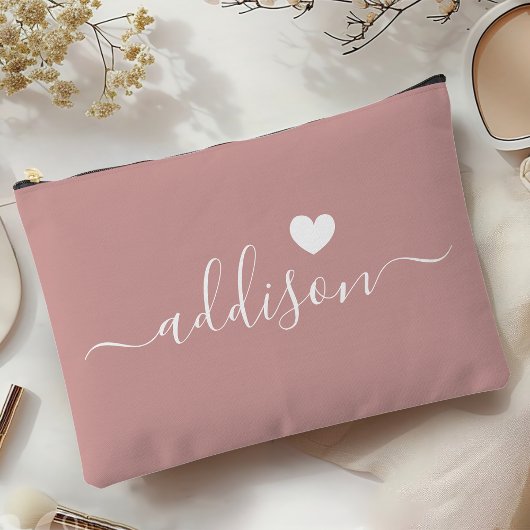 Bruidsmeisje Modern Schrift Stof Rose Hart Etui