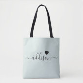 Bruidsmeisje Modern Script Hart Bord Mint Tote Bag (Voorkant)