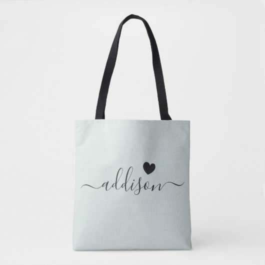 Bruidsmeisje Modern Script Hart Bord Mint Tote Bag (Voorkant)