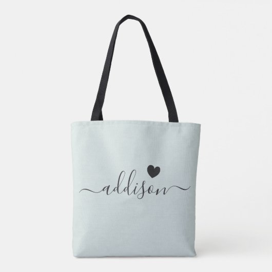 Bruidsmeisje Modern Script Hart Bord Mint Tote Bag (Achterkant)