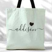 Bruidsmeisje Modern Script Hart Bord Mint Tote Bag
