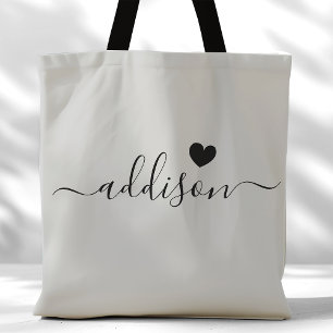 Bruidsmeisje Modern Script Hart Warm Grijs Tote Bag