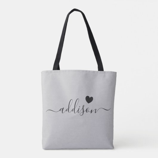 Bruidsmeisje Modern Script Hart Warm Grijs Tote Bag (Achterkant)