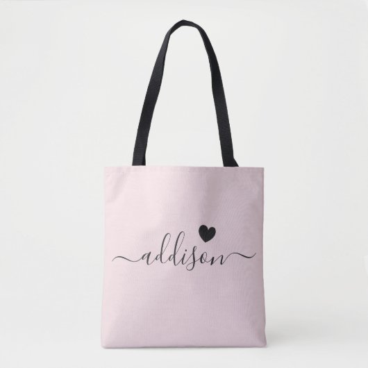 Bruidsmeisje Modern Script Heart Blush Roze Tote Bag (Voorkant)
