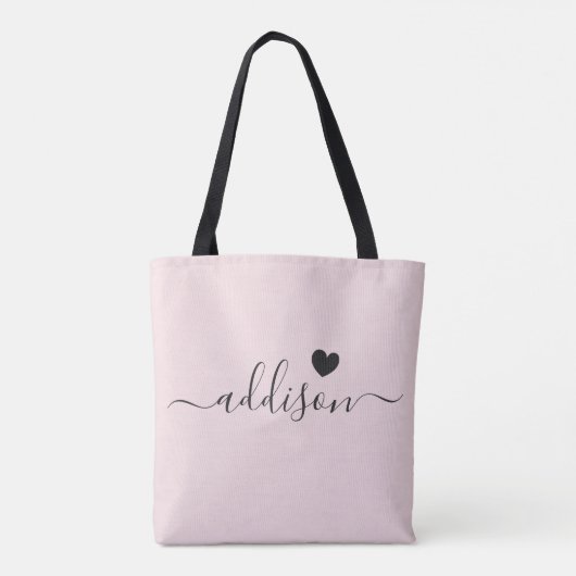 Bruidsmeisje Modern Script Heart Blush Roze Tote Bag (Achterkant)