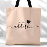 Bruidsmeisje Modern Script Heart Peach Beige Tote Bag<br><div class="desc">Deze chique canvas tas heeft een prachtige Peach Beige achtergrond versierd met een modern script lettertype en een delicaat hart ontwerp. De zachte, elegante kleur en verfijnde typografie maken het een ideaal accessoire voor bruidsmeisjes of iedereen die houdt van stijlvolle en trendy design. Deze canvas tas is ideaal voor het...</div>