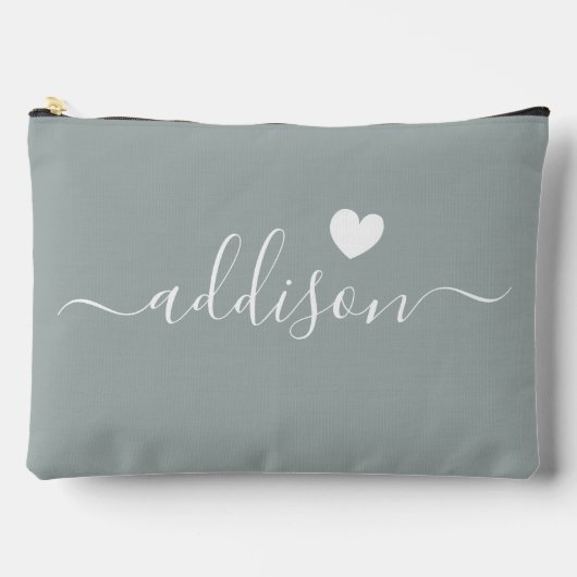 Bruidsmeisje Modern Script Sage Groen Hart Etui (Voorkant)