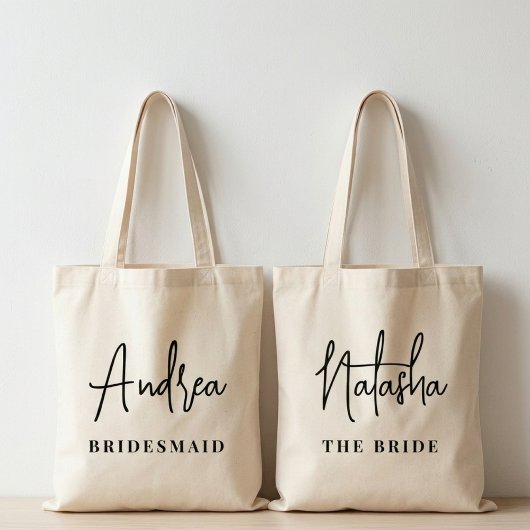 Bruidsmeisje | Moderne bruiloft met eigen tekst Tote Bag