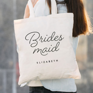 Bruidsmeisje Moderne Kalligrafie Bruiloft Tote Bag