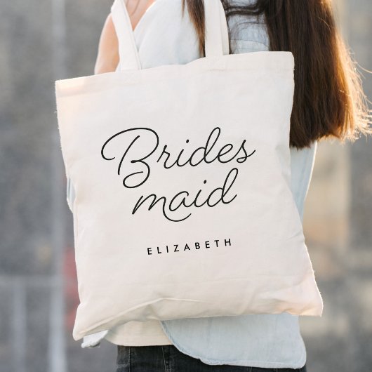 Bruidsmeisje Moderne Kalligrafie Bruiloft Tote Bag