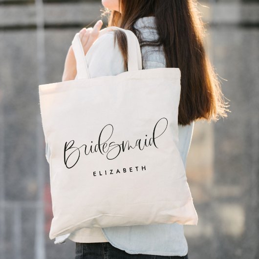 Bruidsmeisje Moderne Kalligrafie Bruiloft Tote Bag