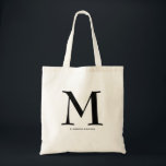 Bruidsmeisje Moderne Minimalistische Bachelorette Tote Bag<br><div class="desc">Eenvoudige canvas tas is gepersonaliseerd met een groot monogram initiaal,  kies uw voor- of achternaam initiaal,  en uw volledige naam hieronder in het zwart. Ideaal voor jezelf,  cadeauzakje voor je bruidsmeisjes,  vrijgezellenfeest of elke gelegenheid.</div>