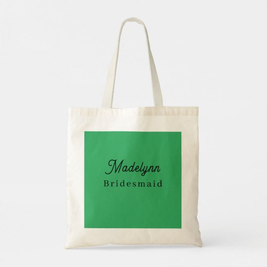 Bruidsmeisje Moderne Minimalistische Groene Tote T Tote Bag (Achterkant)