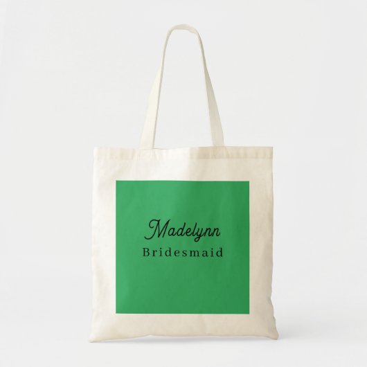 Bruidsmeisje Moderne Minimalistische Groene Tote T Tote Bag (Voorkant)