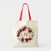 Bruidsmeisje monogram en bloemenkrans tote bag (Voorkant)