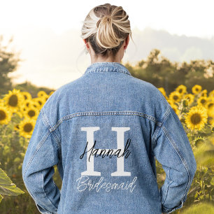 Bruidsmeisje Monogram Initiaal en Naam Gepersonali Denim Jacket