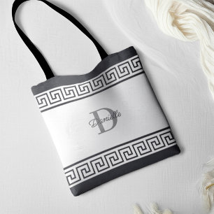Bruidsmeisje Monogram Naam Initiaal Griekse Sleute Tote Bag