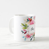 Bruidsmeisje Monogram Waterverf Spring Flowers Koffiemok (Voorkant links)