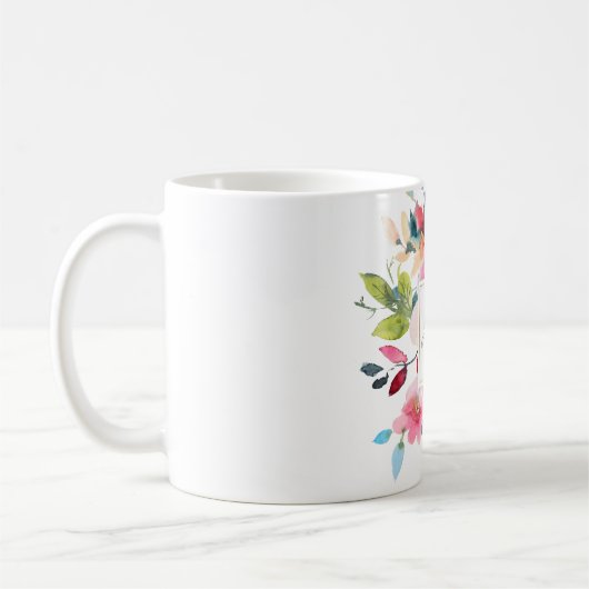 Bruidsmeisje Monogram Waterverf Spring Flowers Koffiemok (Links)