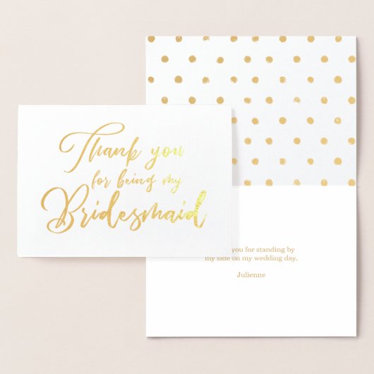 Bruidsmeisje Mooie bruiloft Dank u Folie Kaarten (Display)