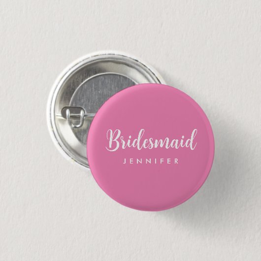 Bruidsmeisje naam bruiloft heet roze bachelorette ronde button 3,2 cm (Voorkant /achterkant)