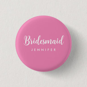 Bruidsmeisje naam bruiloft heet roze bachelorette ronde button 3,2 cm