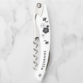 Bruidsmeisje Naam Datum Artsy Bloemen Wit Kurkentrekker (Voorkant)