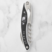 Bruidsmeisje Naam Datum Artsy Bloemen Zwart Kurkentrekker (Achterkant)