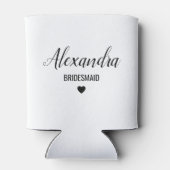 bruidsmeisje naam & datum schattig minimalistisch  blikjeskoeler (Achterkant)