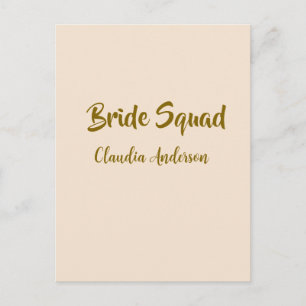 Bruidsmeisje naam gouden oranje bruiloft briefkaart