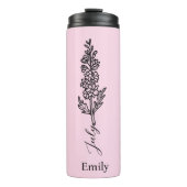 Bruidsmeisje naam Larkspur juli Geboortebloem Thermosbeker (Voorkant)