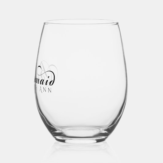 Bruidsmeisje Naam Modern Elegant Script Wijnglas Zonder Voet (Links)