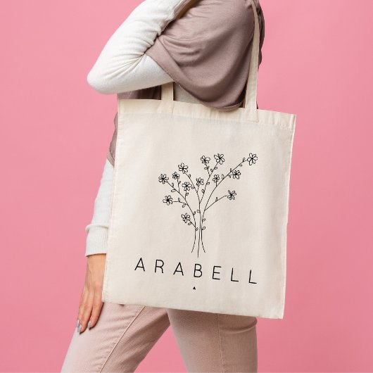 Bruidsmeisje naam rustieke wilde bloem tote bag