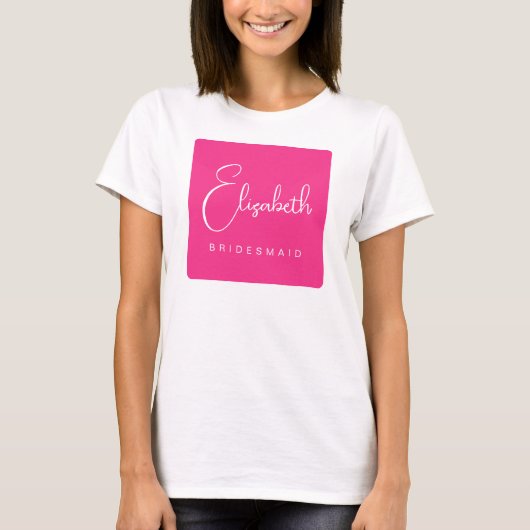 Bruidsmeisje Naam Script Bachelorette Feest Vrouwe T-shirt (Voorkant)