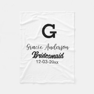 Bruidsmeisje naam toevoegen monogram eenvoudig min fleece deken