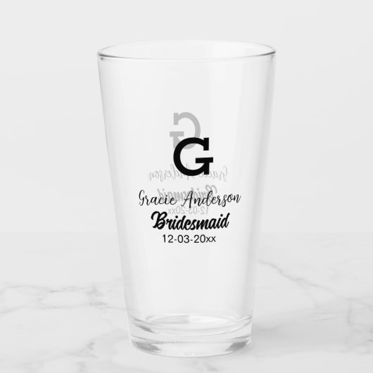 Bruidsmeisje naam toevoegen monogram eenvoudig min glas (Voorkant)