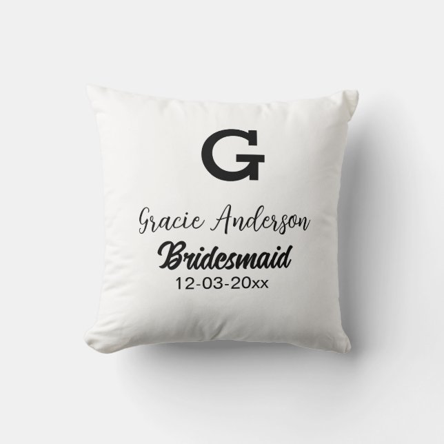 Bruidsmeisje naam toevoegen monogram eenvoudig min kussen (Voorkant)
