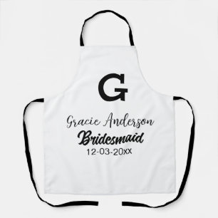 Bruidsmeisje naam toevoegen monogram eenvoudig min schort