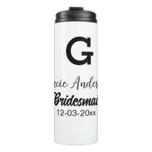 Bruidsmeisje naam toevoegen monogram eenvoudig min thermosbeker