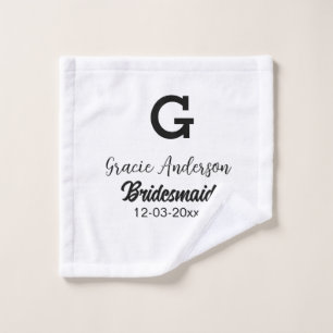 Bruidsmeisje naam toevoegen monogram eenvoudig min washandje