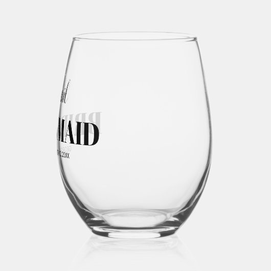 Bruidsmeisje naam typografie bruiloft wijnglas zonder voet (Links)