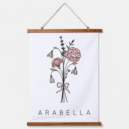 Bruidsmeisje naam Wildflower  Hangend Wandkleed (Voorkant)