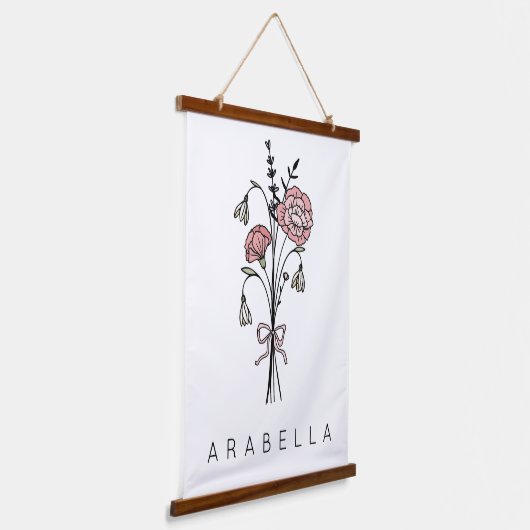 Bruidsmeisje naam Wildflower  Hangend Wandkleed (Gebogen)