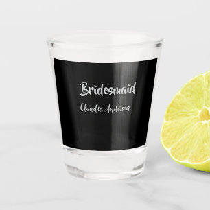 Bruidsmeisje naam zilver zwart bruiloft shot glas