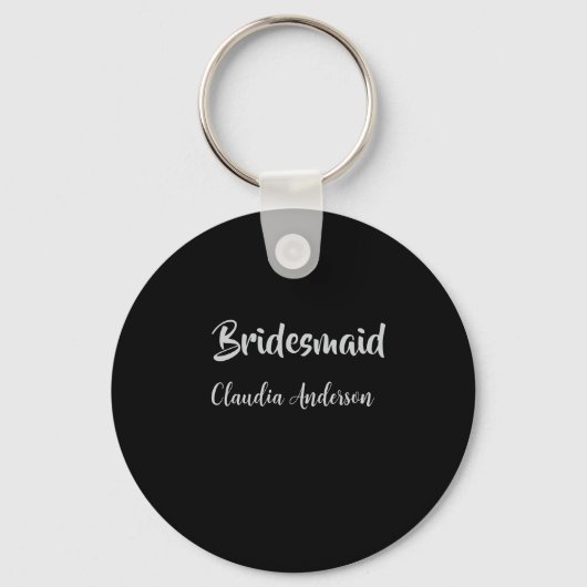 Bruidsmeisje naam zilver zwart bruiloft  sleutelhanger (Voorkant)