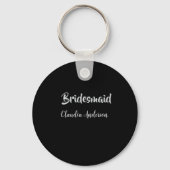 Bruidsmeisje naam zilver zwart bruiloft  sleutelhanger (Achterkant)