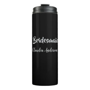 Bruidsmeisje naam zilver zwart bruiloft thermosbeker