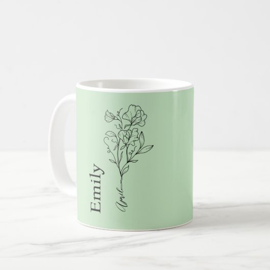 Bruidsmeisje Naam Zoete Erwt April Geboortebloem Koffiemok (Voorkant links)