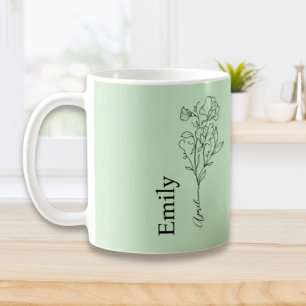 Bruidsmeisje naam Zoete Erwt April Geboortebloem Koffiemok