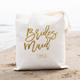 Bruidsmeisje namaak goud folie gepersonaliseerd tote bag